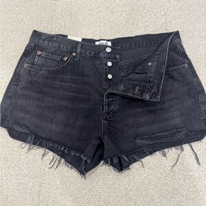 AGOLDE Black Denim Cutoff Shorts | High Rise | Size 32 | NWT